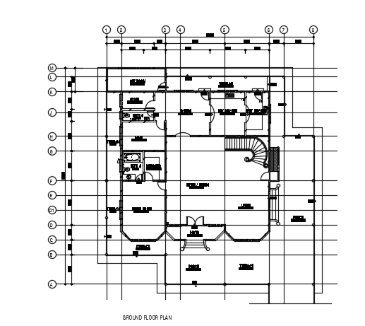 20x22m two story ground floor house plan drawing is given in this cad file