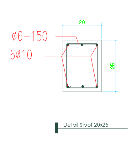20x25cm column 2D cross section drawing is given in this file