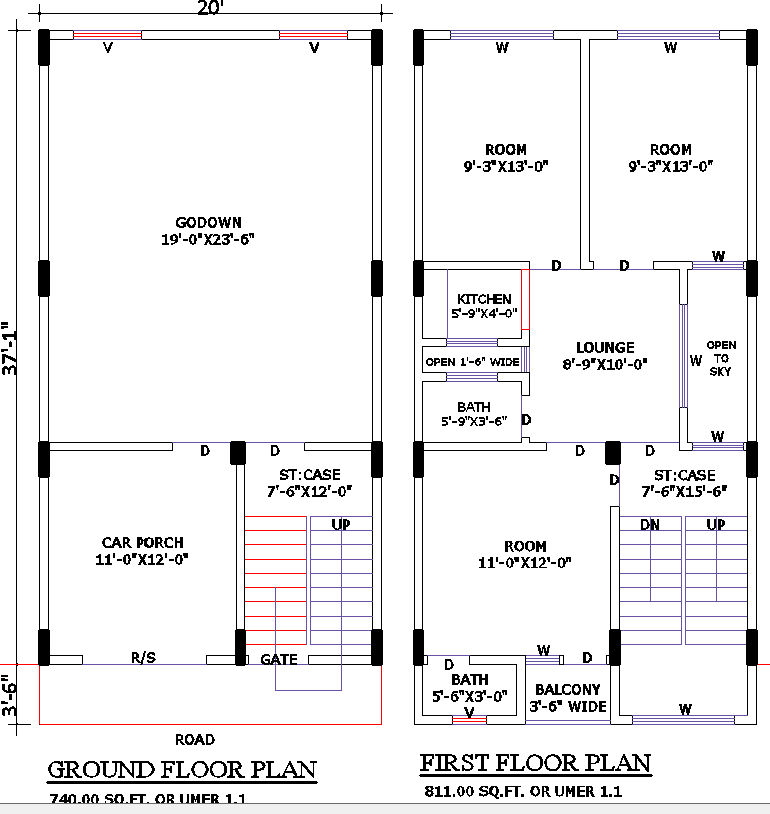20x37 Mixed-Use Building Floor Plan in AutoCAD DWG File