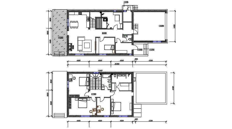 20x8 Meter 4 BHK House AutoCAD Plan Layout File
