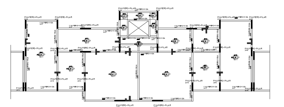 20x8m house plan ground floor pillar layout cad drawing is given in this file
