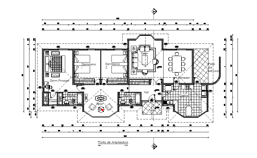 20x9m house plan is given in this Autocad drawing model.Download now.