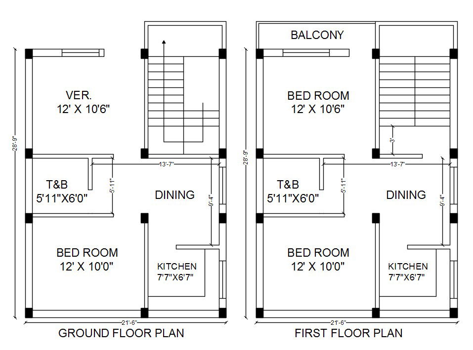 21' X 29' House Layout Plan Design AutoCAD File