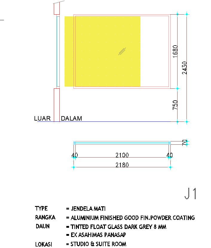 2100×2430 sized window design is given in AutoCAD 2d drawing, CAD file, dwg file