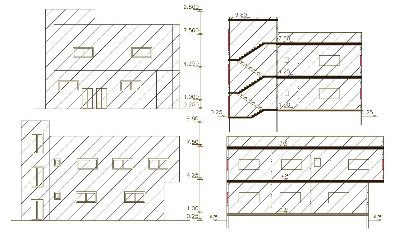 2100 Square Feet House Building Design AutoCAD File