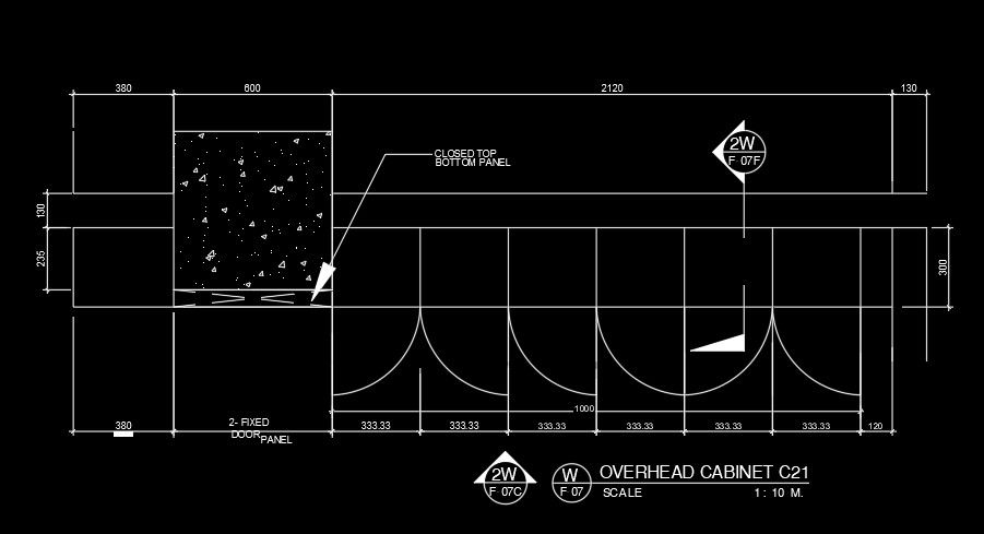 2120mm Overhead Cabinet AutoCAD Plan with Interior Layout