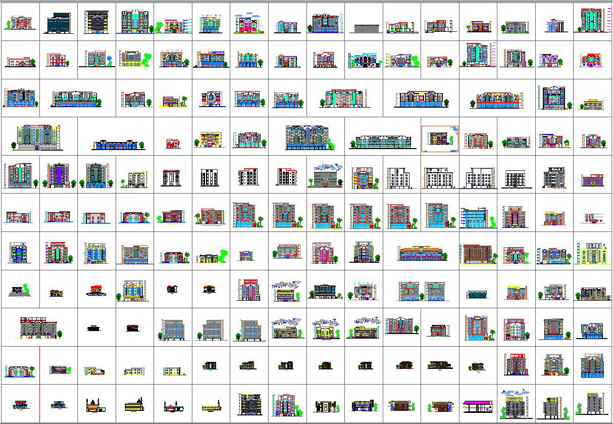 Different types of building elevations 