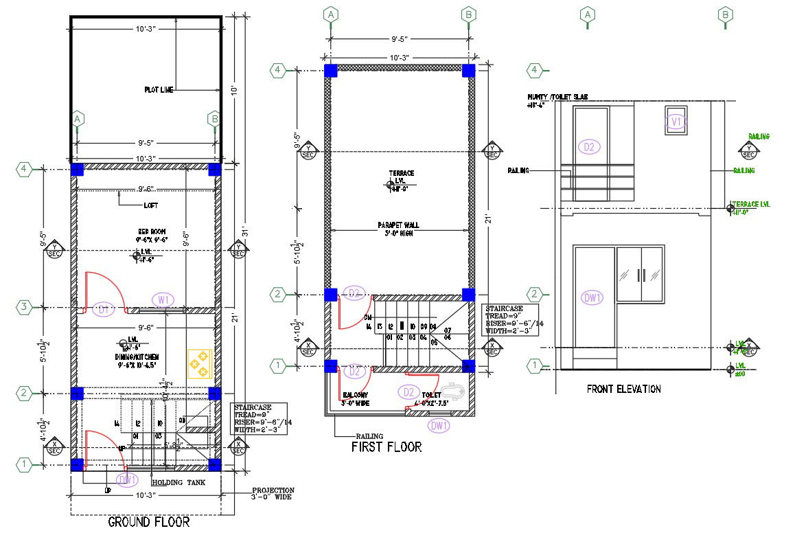 215 Sqft House Layout Plan Drawing DWG File