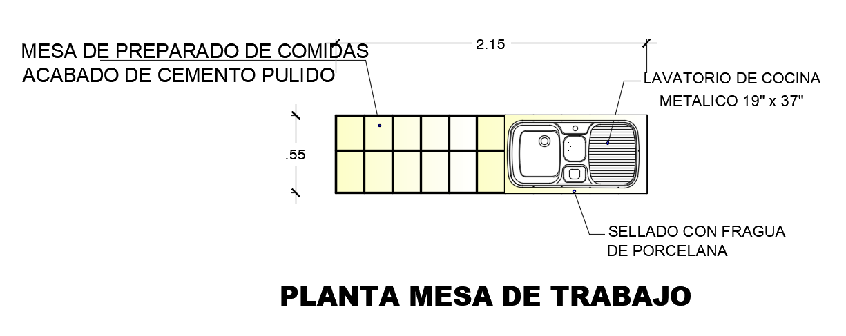 Kitchen Shelf AutoCAD DWG file of 2.15x0.55m Layout Drawing