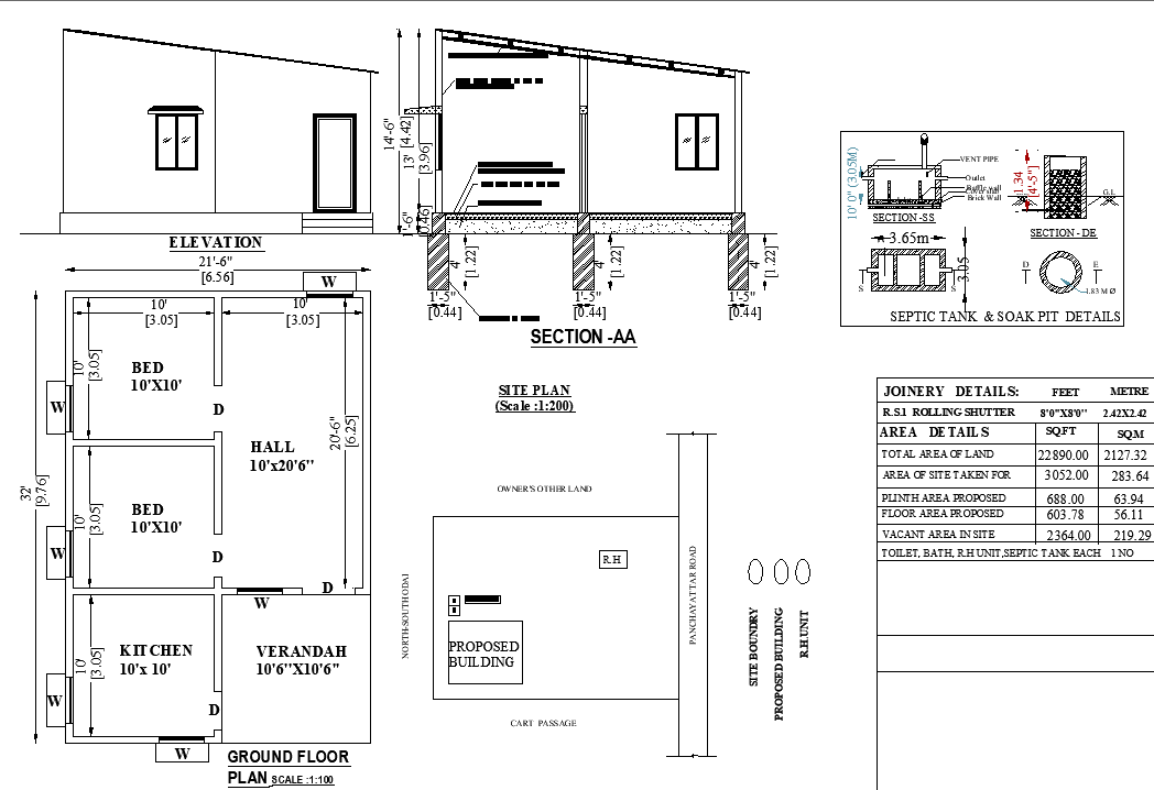 21'6"X32' blueprint plan of east-facing 2bhk house plan as per Vastu Shastra is given in this drawing file. Download Autocad DWG and PDF file format of this house plan.