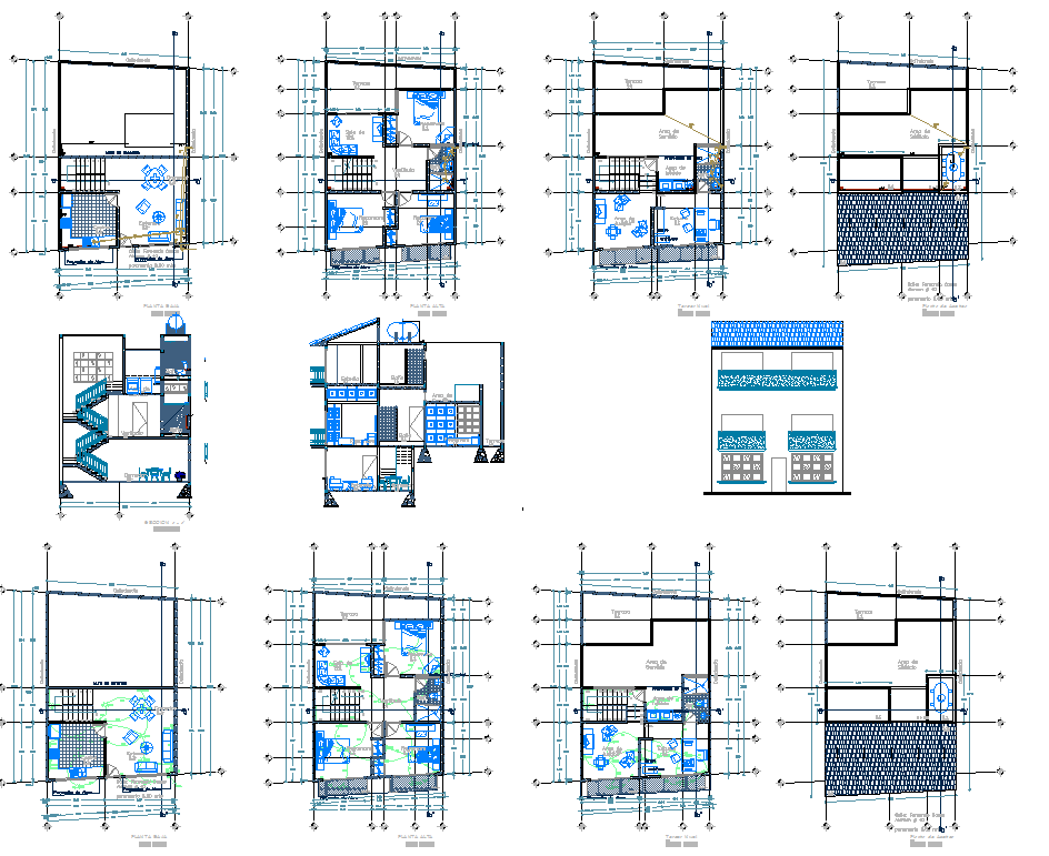 Residential Building AutoCAD DWG Plan with Section and Elevation