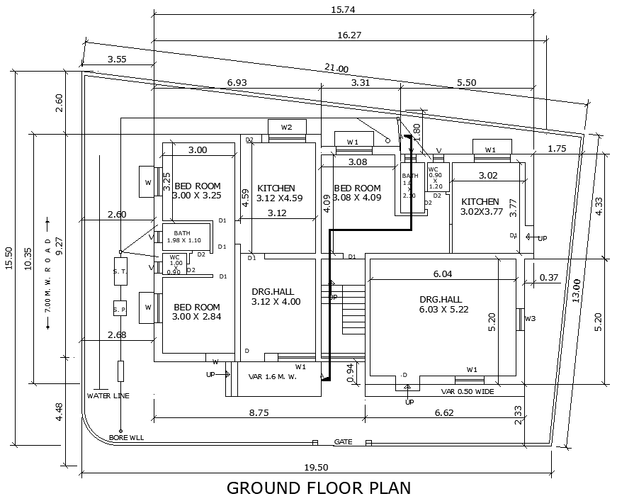 21m x 13m Ground Floor House Design with 3BHK Plan | AutoCAD DWG File