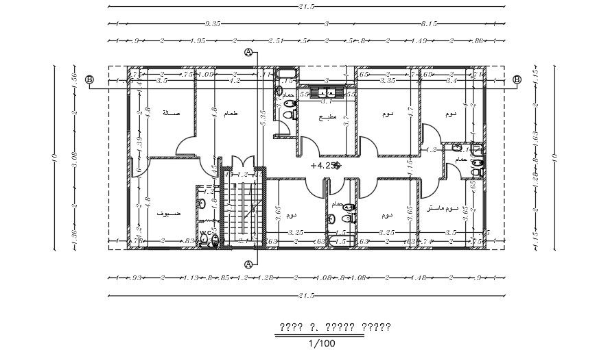 21x10m house plan of the sanitary cad block drawing