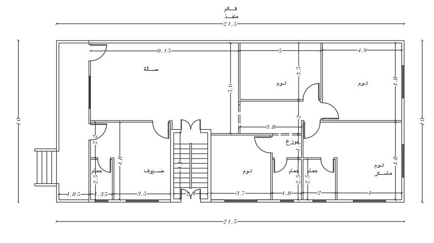 21x10m house plan with 5bhk 2D AutoCAD drawing