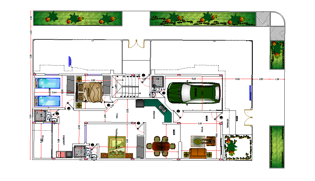 21x13m house plan is given in this Autocad drawing file. Download now.
