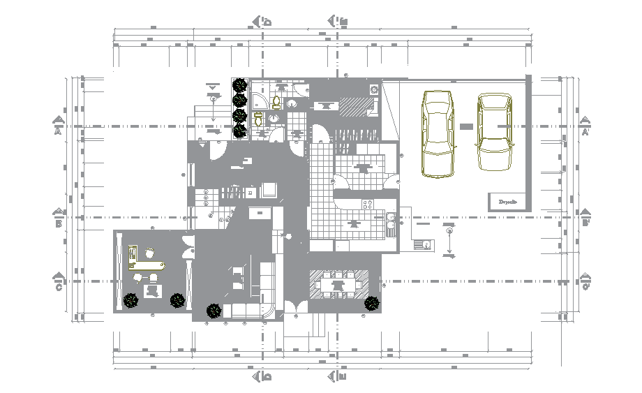 21x13m villa house plan has been given in this Autocad drawing file. Download now.