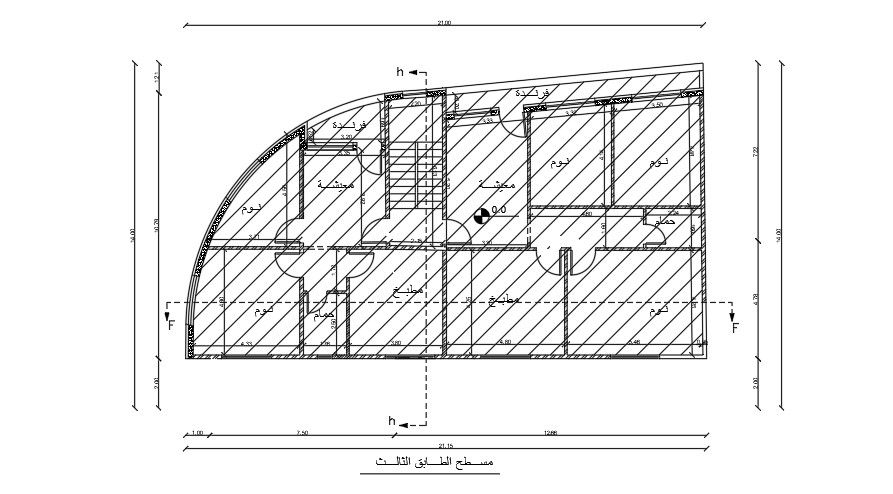 21x14 Meter Apartment Second Floor Floor Plan AutoCAD DWG File