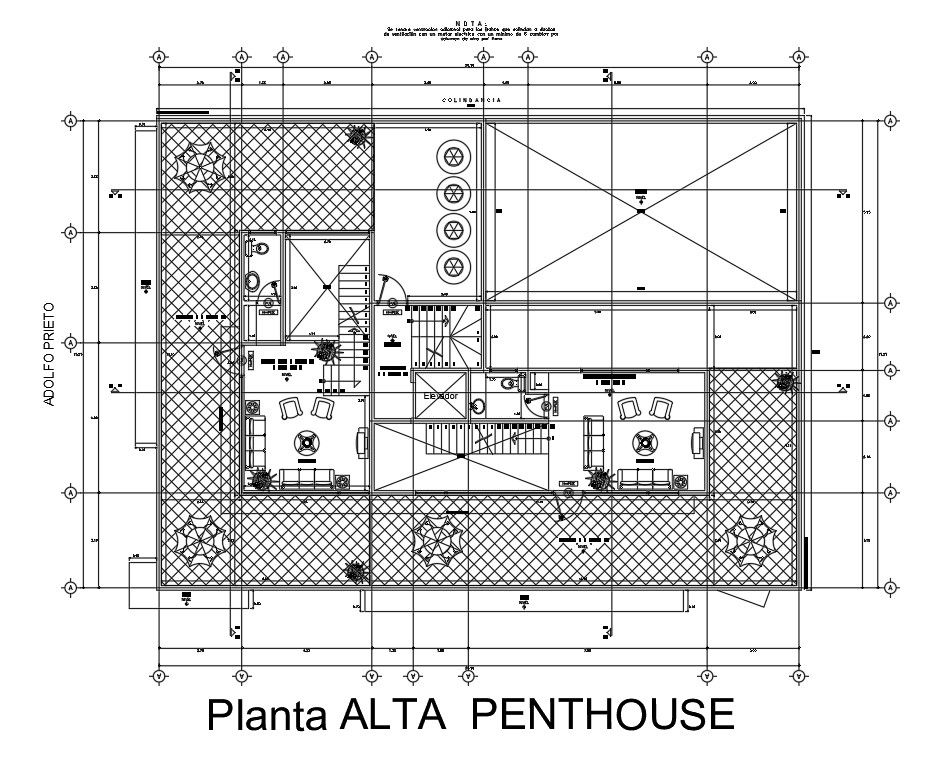 21x15m penthouse plan is given in this AutoCAD drawing file.Download now.