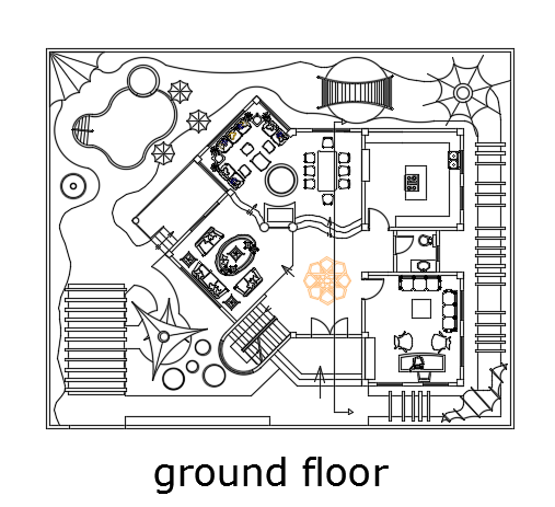 21x17m ground floor villa plan AutoCAD drawing is given in this file