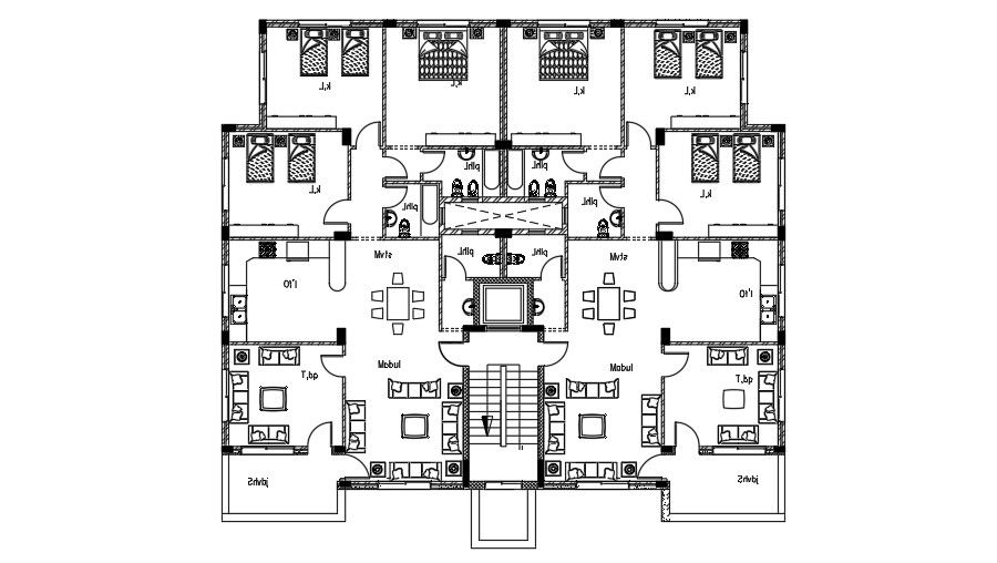 21x19m Residential Furniture Layout CAD Block Design