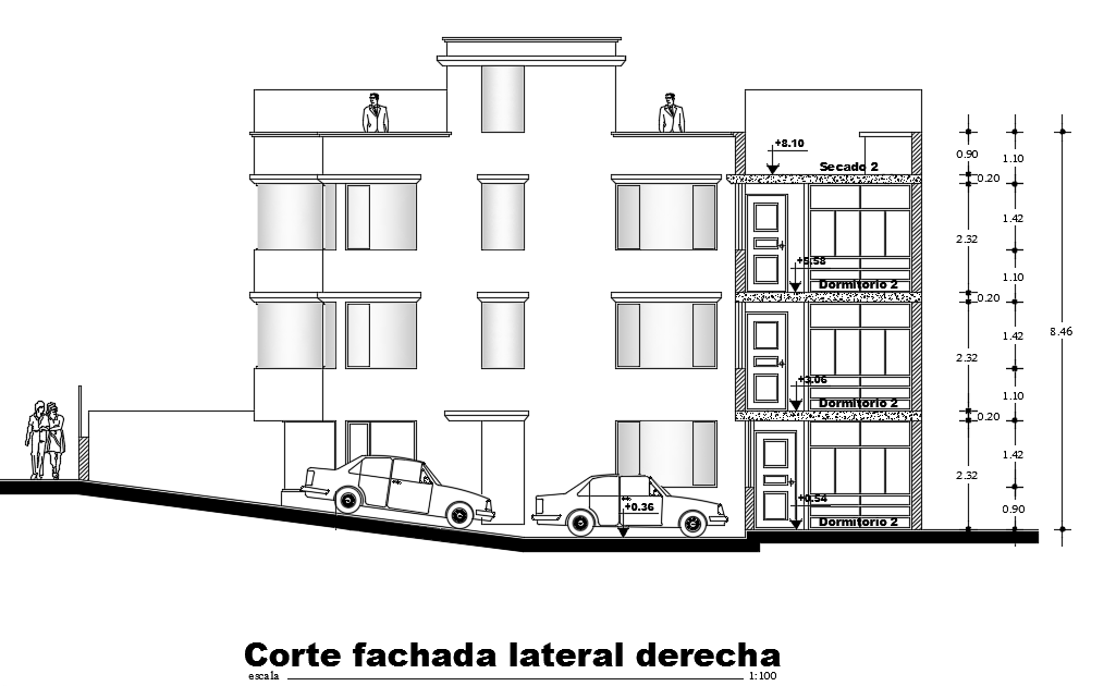 21x20m house building right side section 2d drawing