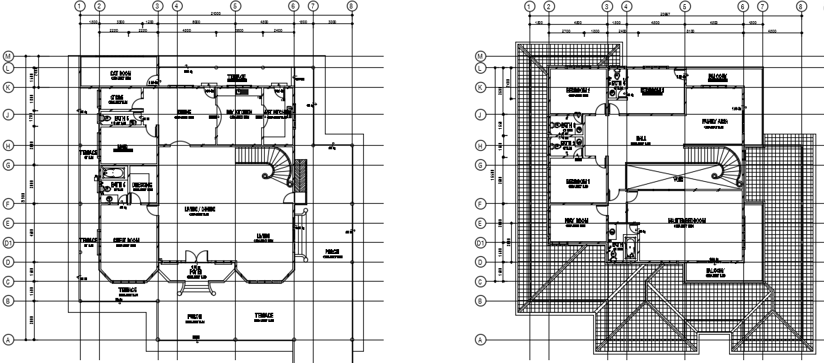 21x22m modern bungalow architecture ground floor house plan CAD drawing