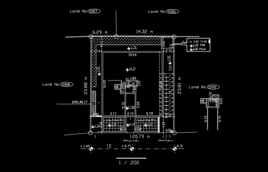 21x24m residential site layout AutoCAD drawing is given in this file