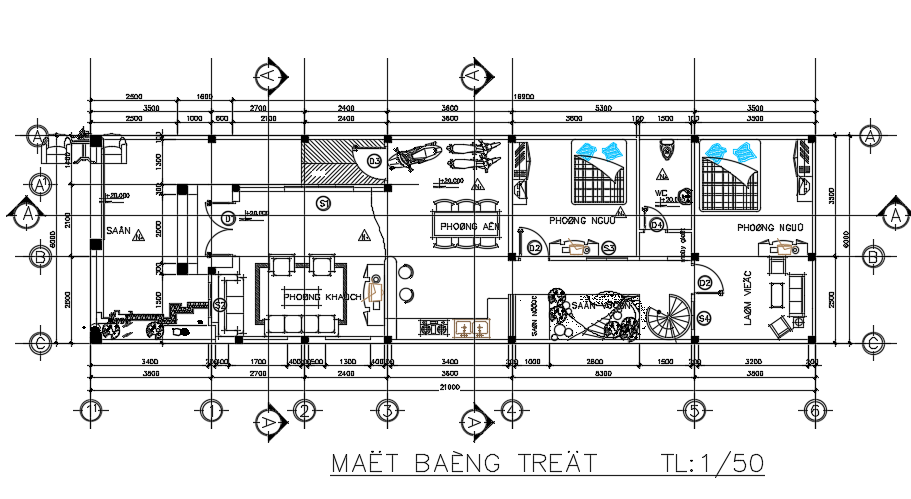 21x6m architecture ground floor home plan AutoCAD drawing is given in this file
