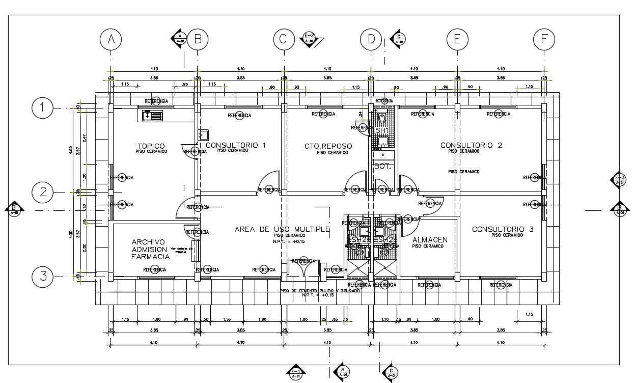 21x8m office plan is given in this Autocad drawing file. Download now.