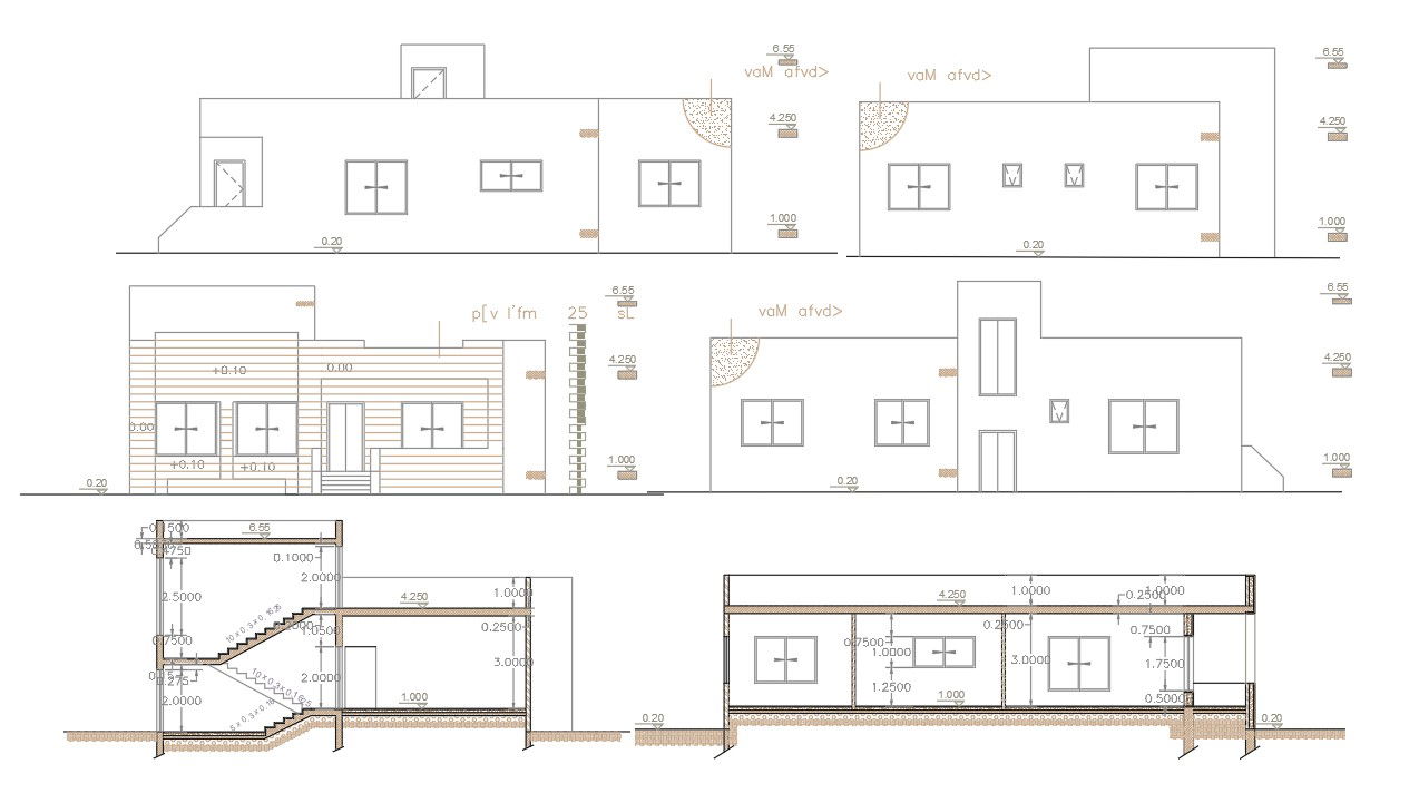 2200 Sq Ft AutoCAD House Building Design