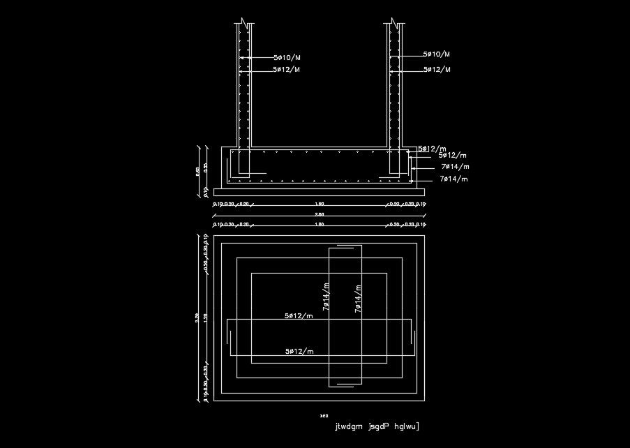 2200x1800mm foundation plan AutoCAD drawing download now