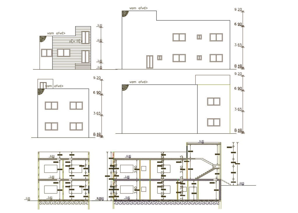 220 Square Meter House Building Design AutoCAD File