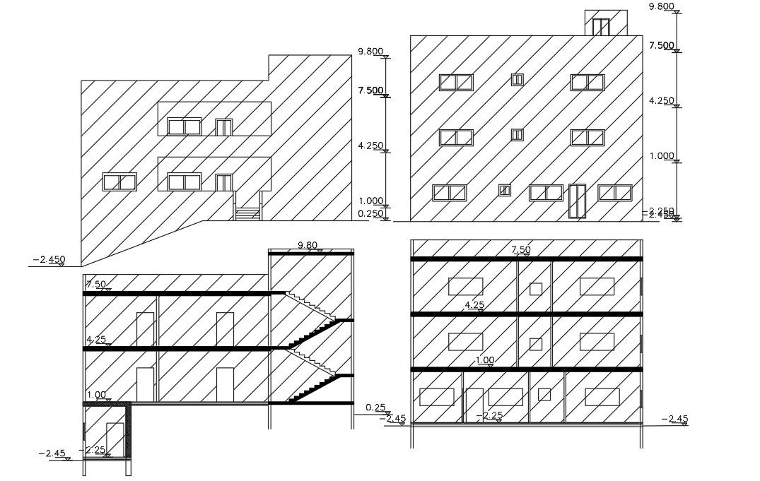 2250 Sq Ft House Front And Rear Building Design
