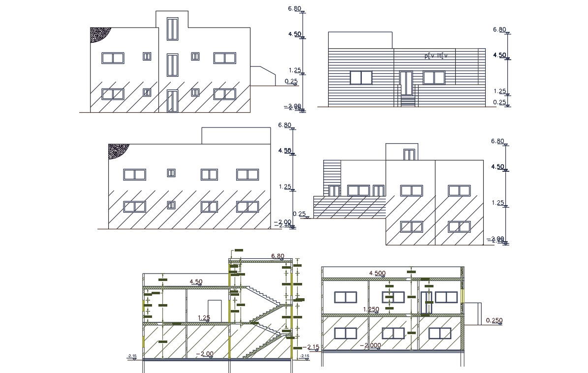2250 Square Feet House Building Design DWG File