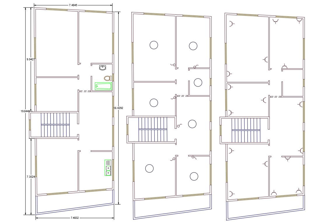 22 By 62 Feet apartment Electrical Plan