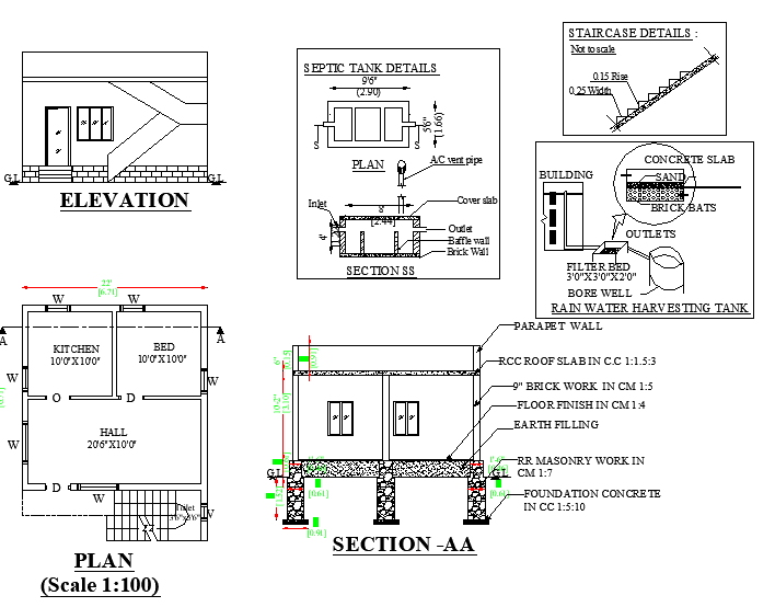 22'X22' North facing 1bhk house plan as per Vastu Shastra. Download Autocad DWG and PDF file format of this house plan.
