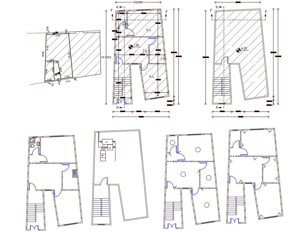 22 X 46 Feet 2 BHK House Plan Drawing