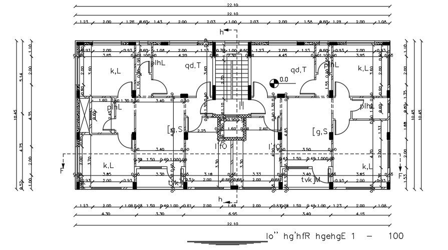 22x11 Meter Fourth Floor Apartment AutoCAD Drawing