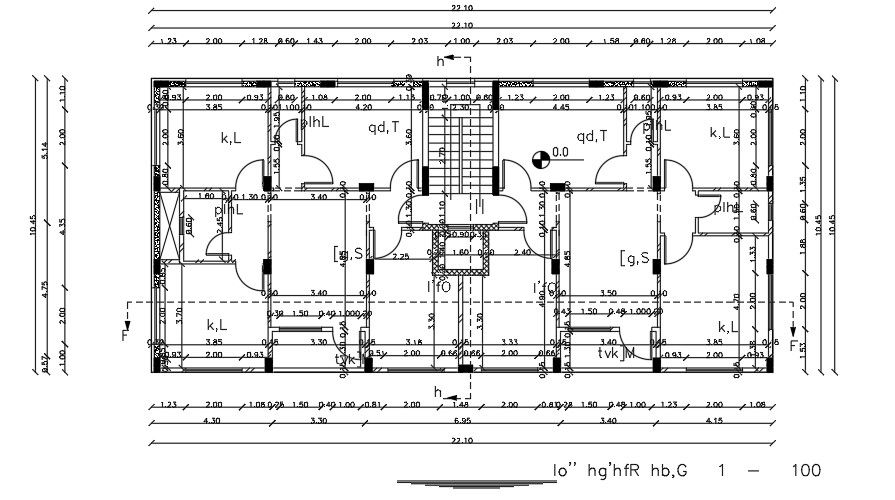 22x11 Meter Second Floor Apartment AutoCAD Drawing