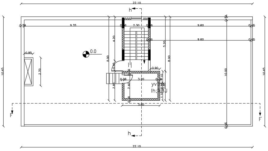 22x11 Meter Terrace Floor Apartment AutoCAD Drawing