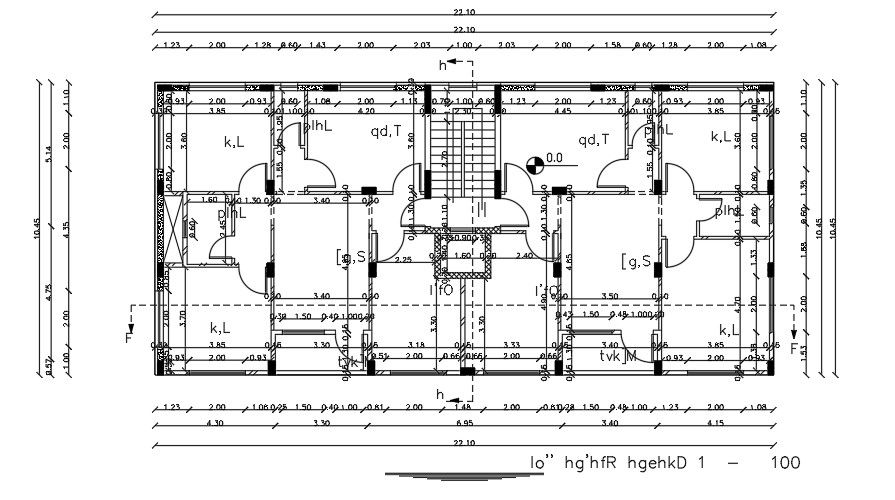 22x11 Meter Third Floor Apartment AutoCAD Drawing