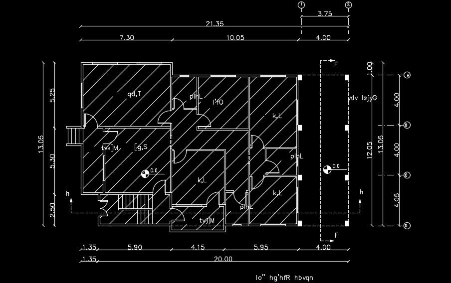 22x13m house plan is given in this AutoCAD drawing model