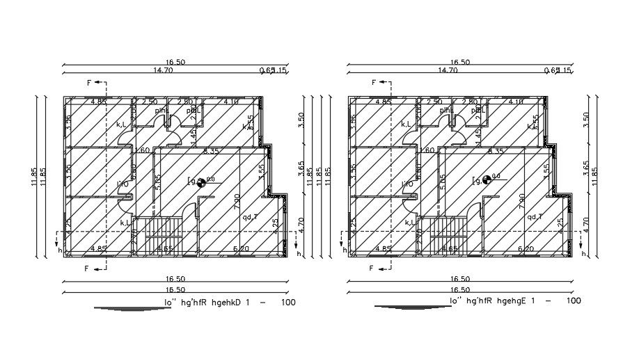 22x15 Meter Apartment First And Second Floor Plan AutoCAD Layout