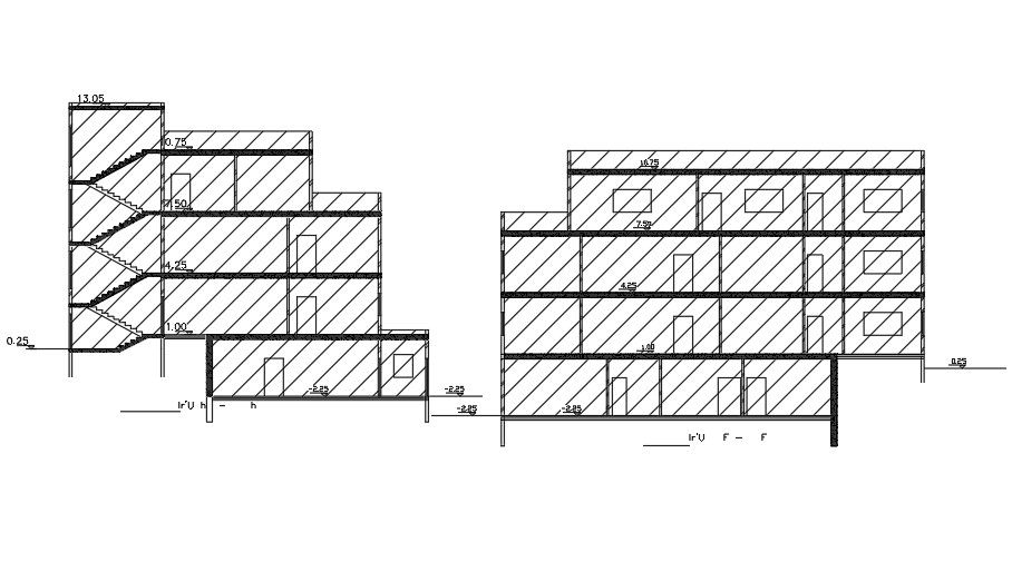 22x16m house building section