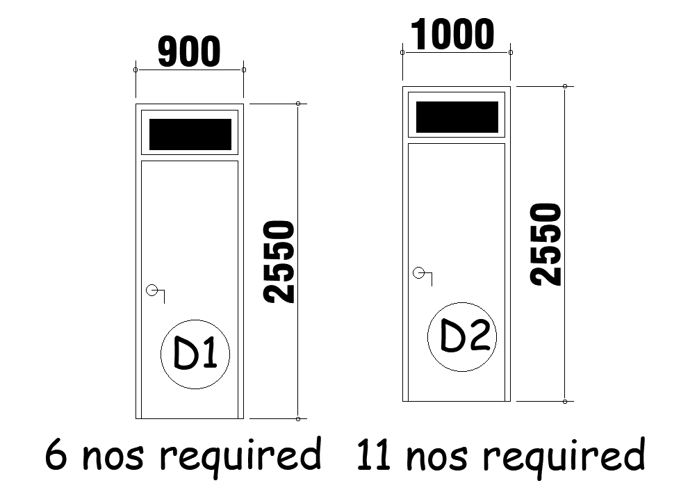 22x20m house plan of door plans are given in this Autocad drawing file. Download now.