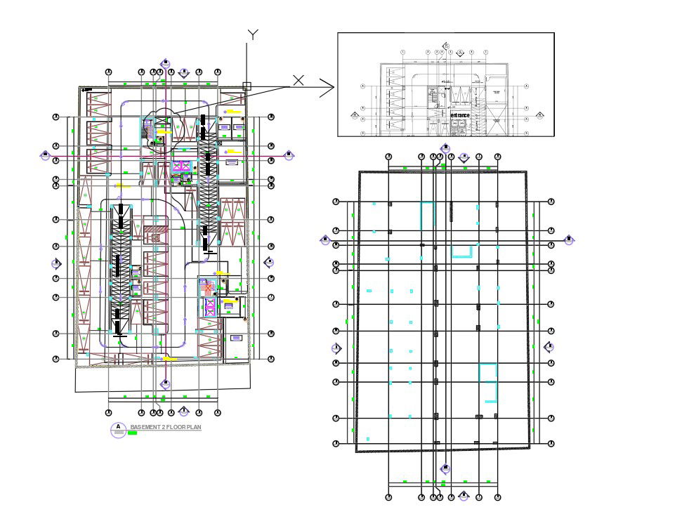 22x50m mall basement floor plan CAD drawing