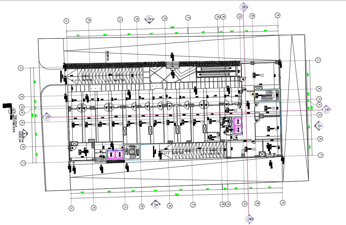 22x50m mall ground floor plan CAD drawing