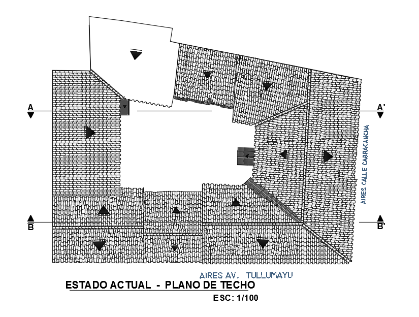 22x8m house plan roof layout cad drawing is given