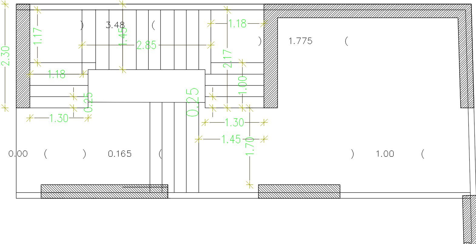 2300mmx5200mm staircase plan view