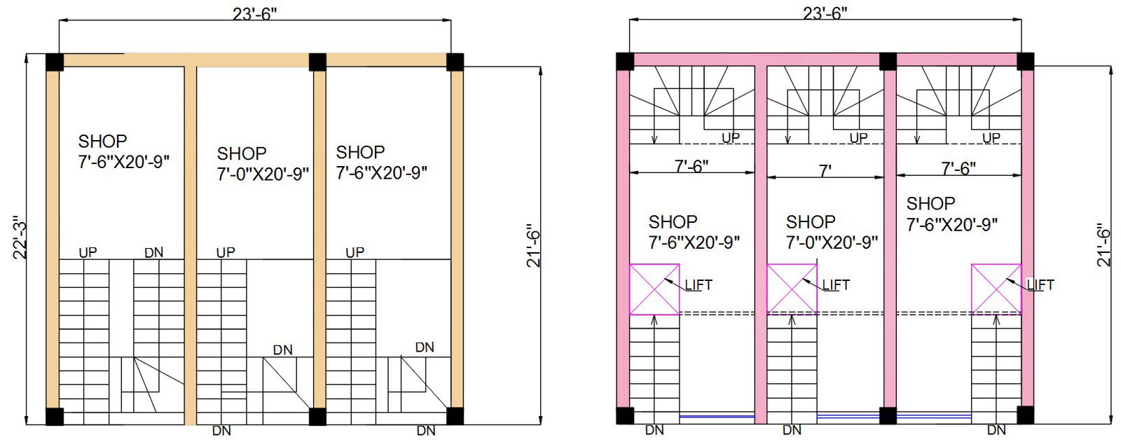 23,6x22,3 Shop Layout Design AutoCAD 2D DWG Format